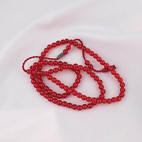 Katalin Usta ��i �mzal� 99luk Namaz Tesbih K�re Kesim 7mm Tesbih - A��k K�rm�z�