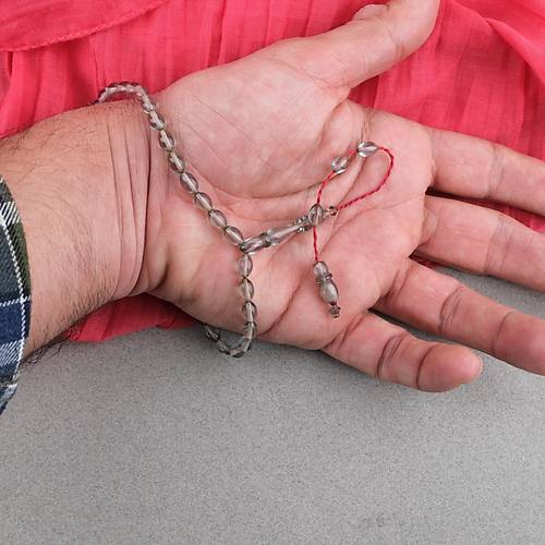 S�kma Kehribar Beyzi Kesim Sistemli Bilek Boy 5x8mm Tesbih A��k Ye�il