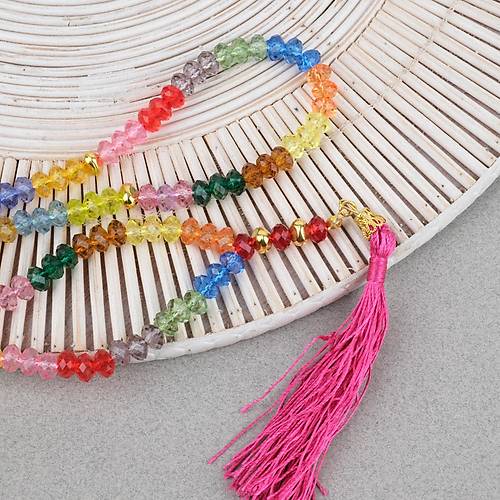 Kristal �ok Renkli 99luk Tekerlek Kesim 8x5mm Namaz Tesbihi -Bonibon