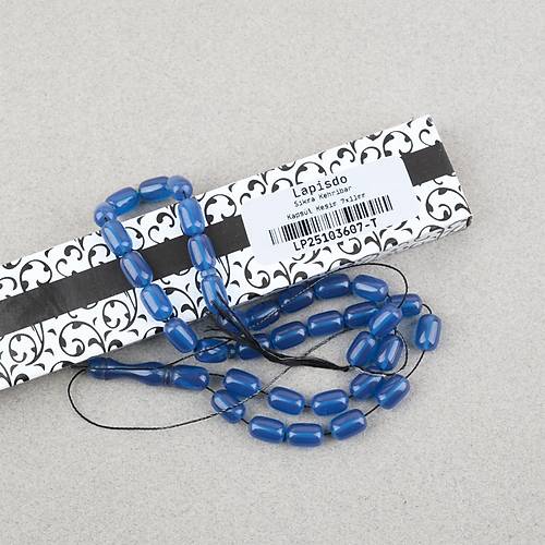 S�kma Kehribar Kaps�l Kesim 7x11mm Tesbih P�sk�ls�z Mavi