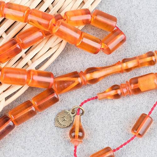 Ate� Kehribar Eski Heykel Objeden Bilek Boy Yumu�ak Kesme Kesim 5.5x10.5mm Tesbih