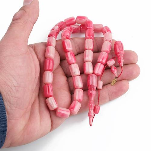 Katalin Dinlenmi ubuk Usta i mzal Kapsl Kesim 9x12mm Tesbih -Krmz Beyaz Alacal