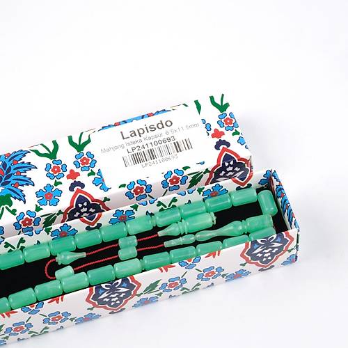 Kadim Katalin Eski Amerikan Istaka Kapsl Kesim  6.5x11.5mm Tesbih -Turkuaz Yeil