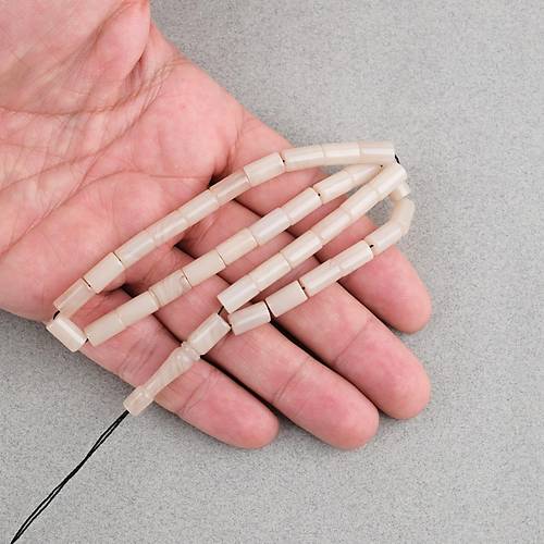 S�kma Kehribar Kesme Kesim 6x10mm Tesbih P�sk�ls�z Krem