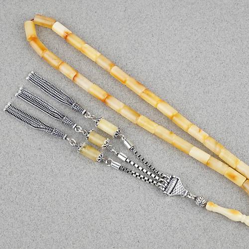 Rus Kaya Damla Kehribar 925Ayar G�m�� P�sk�l Kesme Kesim 5x10mm Tesbih