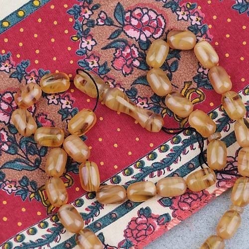 S�kma Kehribar Kaps�l Kesim 7x11mm Tesbih P�sk�ls�z Hardal