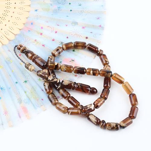 Sumatra Kaya Damla Kehribar Kapsl Kesim 9x16mm Tesbih