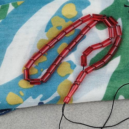 Ate� Kehribar Kesme Kesim 4x7mm Tesbih- K�rm�z�