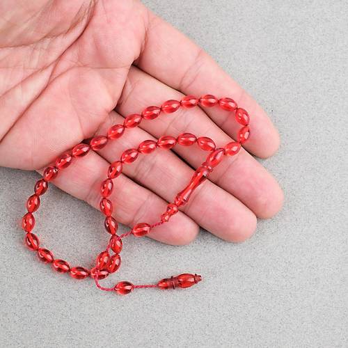 S�kma Kehribar Beyzi Kesim Sistemli Bilek Boy 5x8mm Tesbih K�rm�z�