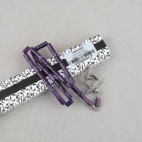 S�kma Kehribar Kesme Kesim Alpaka P�sk�ll� 6x10mm Tesbih