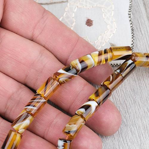 Arizona Katalin Alpaka P�sk�l Kesme Kesim 7x10mm Tesbih- Kahverengi Sar�