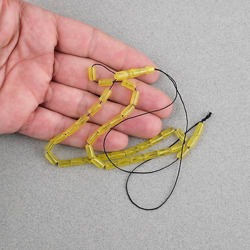 Ate� Kehribar Kesme Kesim 4x8mm Tesbih - �effaf Sar�