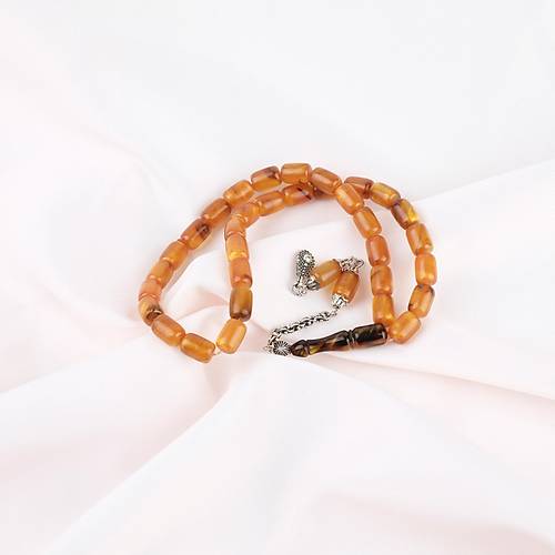 S�kma Kehribar Sedefli Alpaka P�sk�l Kaps�l Kesim 8x11.5mm Tesbih