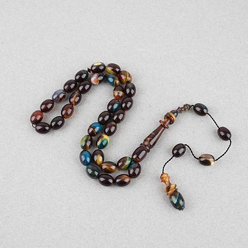 S�kma Kehribar Halkal� �mame Kaps�l Kesim 10x13.5mm Tesbih