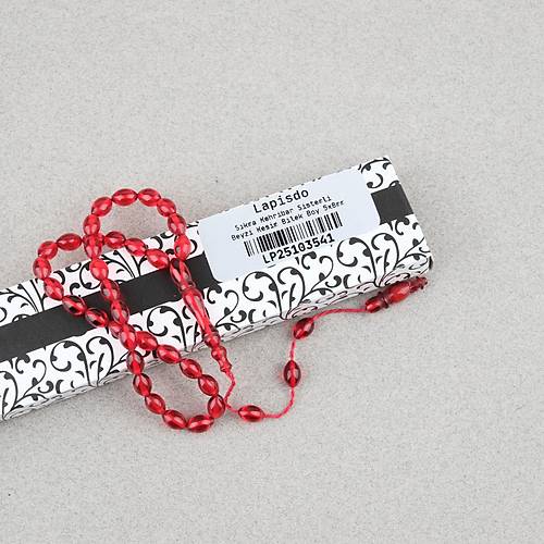 S�kma Kehribar Beyzi Kesim Sistemli Bilek Boy 5x8mm Tesbih K�rm�z�