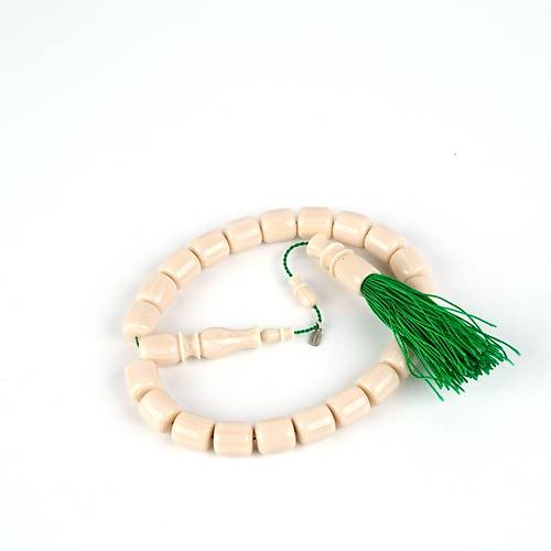 Galalit 1940 Dkm Eski Fransz Osmanl Saray Pskll Kapsl Kesim Bilek Boy 10.5x12mm Tesbih - Ivory Sedefli Beyaz