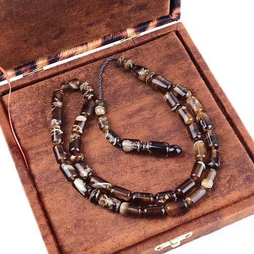 Sumatra Kaya Damla Kehribar Kapsl Kesim 9x16mm Tesbih