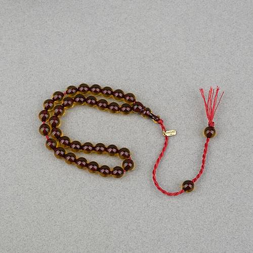 Omari Ate� Kehribar K�re Kesim Oturtma �mameli Sistemli 9mm Tesbih