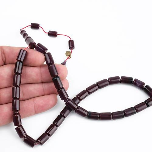 Kadim Katalin Eski Kalemlik Obje Usta ��i �mzal� Kesme Kesim 8x12mm Tesbih -Vi�ne ��r���