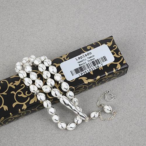 G�m�� Kaplama Kafesli Mine Beyzi 7x9mm Tesbih - Beyaz