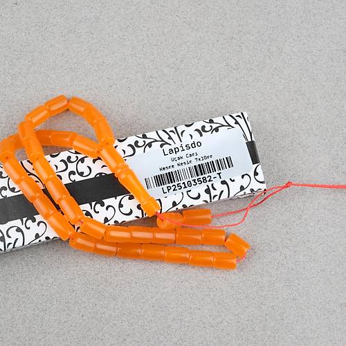 U�ak Cam� Kesme Kesim 7x10mm Tesbih P�sk�ls�z Turuncu