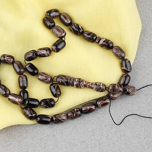 S�kma Kehribar Kaps�l Kesim 7x11mm Tesbih P�sk�ls�z Kahverengi