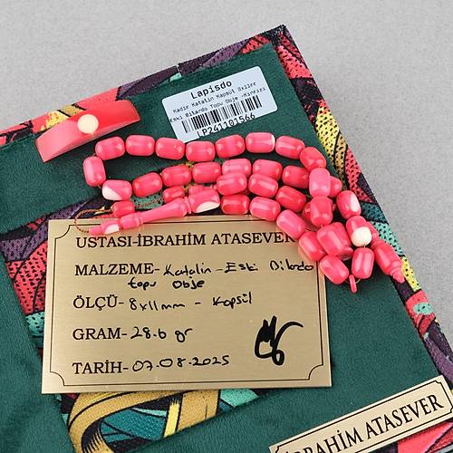 Bilardo Topu Obje Katalin K�rm�z� Kaps�l Kesim 8x11mm Tesbih