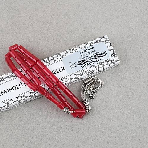 S�kma Kehribar Kesme Kesim Alpaka P�sk�ll� 6x10mm Tesbih