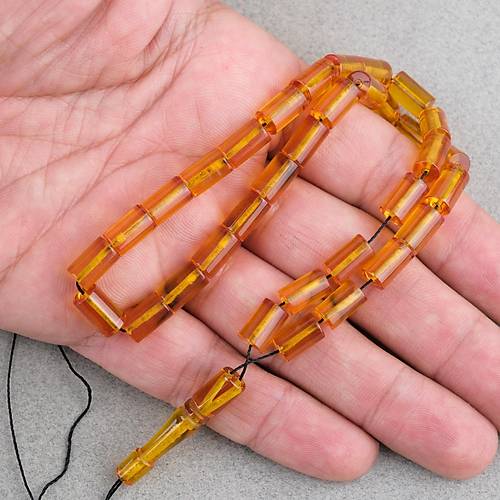 Ate� Kehribar Kesme Kesim 6x10mm Tesbih P�sk�ls�z