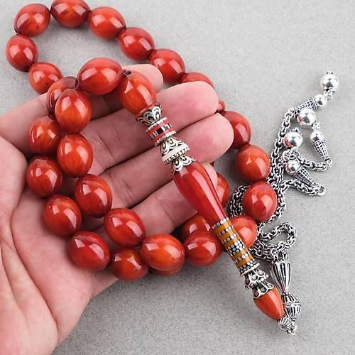 Skma Kehribar zel Gm Nak leme mame 925Ayar Gm Pskl Beyzi Kesim 14x17mm Tesbih