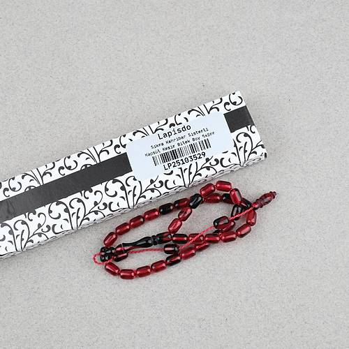 S�kma Kehribar Kaps�l Kesim Sistemli Bilek Boy 5x8mm Tesbih Siyah K�rm�z�