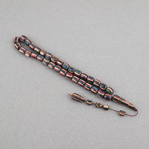 Kafur A�ac� Kaps�l Kesim 11x12mm Tesbih - Mavi K�rm�z�