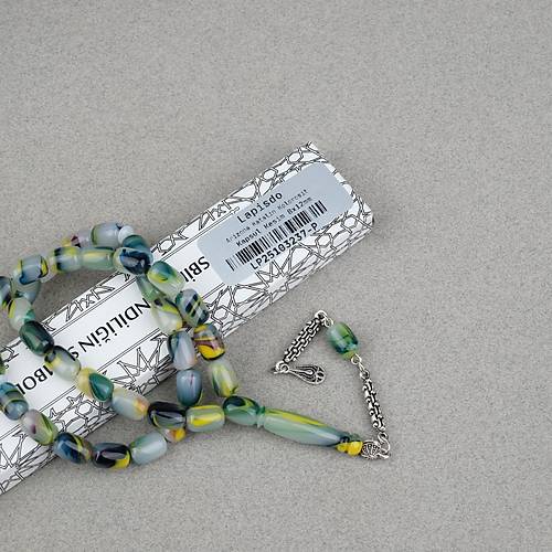 Arizona Katalin Alpaka P�sk�l Kaps�l Kesim 8x12mm Tesbih- Ye�il Beyaz