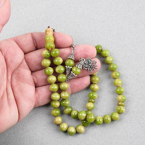 Skma Kehribar Alpaka Pskl Arabi 45lik Ulu Kre Kesim 9x10mm Tesbih