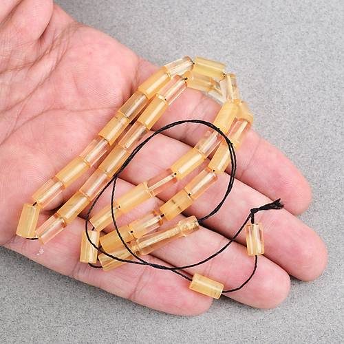 Skma Kehribar  Bilek Boy Kesme Kesim 5.5x10mm Tesbih-effaf Sar