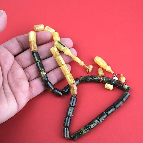 Katalin Dinlenmi� �ift Renk Usta ��i �mzal� Yumu�ak Kesme Kesim 8x13mm Tesbih