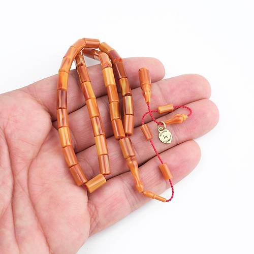 S�kma Kehribar Alman Numaral� �ubuk Usta ��i �mzal� Bilek Boy Kesme Kesim 5x9mm Tesbih