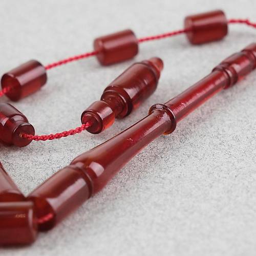 Osmanl� S�kma Kehribar A��zl�ktan D�nem Yap� Kesme Kesim 6x10mm Tesbih