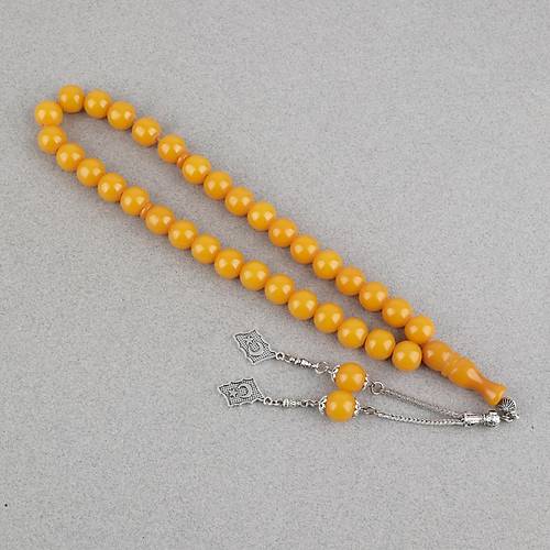 S�kma Kehribar Alpaka P�sk�ll� K�re Kesim 11mm Tesbih