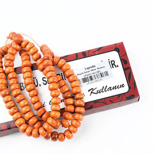 �im�ir A�ac� Boyal� Turuncu 99luk Tekerlek Kesim 10x6mm Namaz Tesbihi