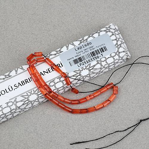 S�kma Kehribar Kesme Kesim 4x7mm Tesbih- Krem- Turuncu