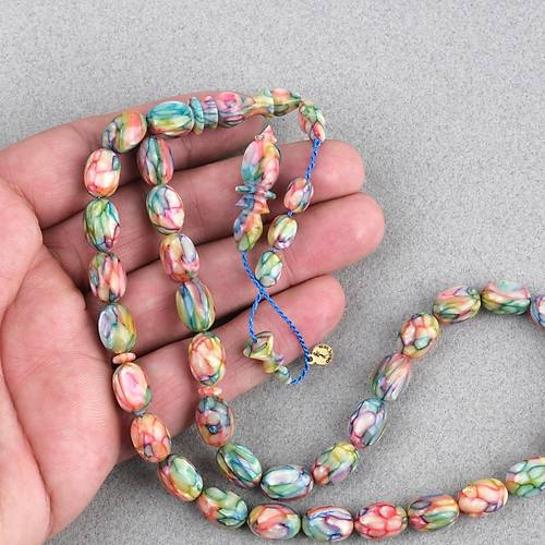 Galalit Yumurta Kesim 8.5x12mm Tesbih -Sedefli Pembe
