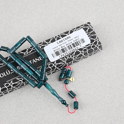 S�kma Kehribar Bilek Boy Kesme Kesim 5x9mm Tesbih -Rolex Ye�il