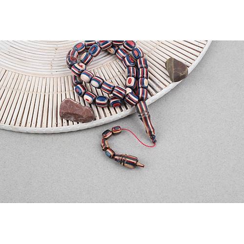 Kafur A�ac� Kaps�l Kesim 11x12mm Tesbih -Mavi Krem