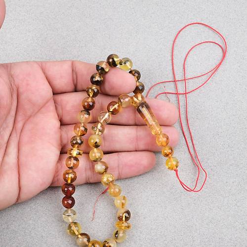 Damla Kehribar Bilek Boy K�re Kesim 7.5mm Tesbih