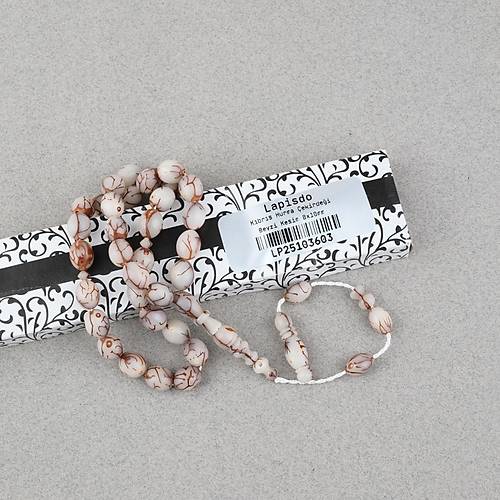 K�br�s Hurma �ekirde�i Beyzi Kesim �mer �ift�i �mzal� 8x10mm Tesbih