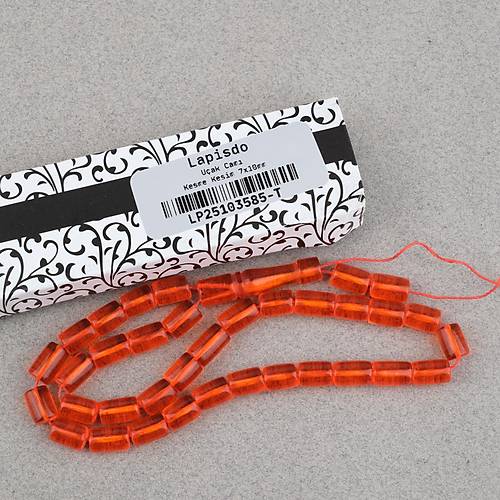 U�ak Cam� Kesme Kesim 7x10mm Tesbih P�sk�ls�z �effaf Turuncu