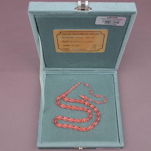 �brahim Atasever Usta ��i �mzal� Alman Katalin Kaps�l Kesim 8x11.5mm Tesbih - �effaf K�rm�z�