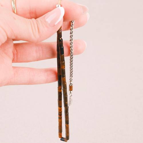 S�kma Kehribar Bilek Boy Kesme Kesim 4x7mm Sallama Tesbih Kahverengi