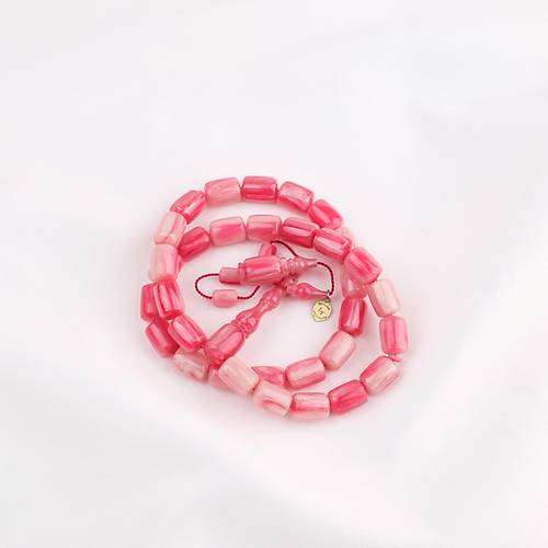 Katalin Dinlenmi ubuk Usta i mzal Kapsl Kesim 9x12mm Tesbih -Krmz Beyaz Alacal